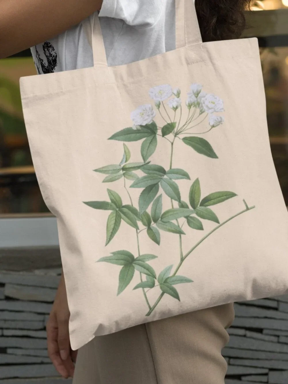 Lady Banks' Rose Vintage Floral Print Graphic Canvas Tote Bag